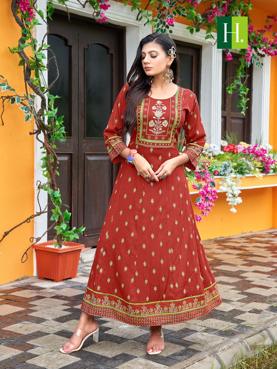 Hirwa Samantha 2 Rayon Festival Wear Long Anaraklai Kurti Collection